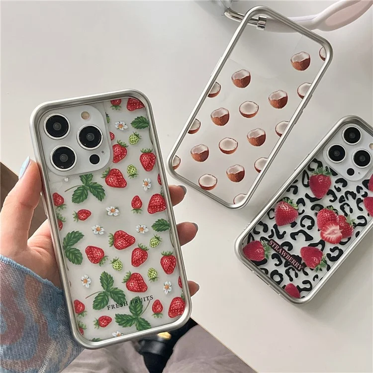 For iPhone 13 Pro Electroplating Case TPU Phone Protective Cover Fruit Pattern Design - Style A