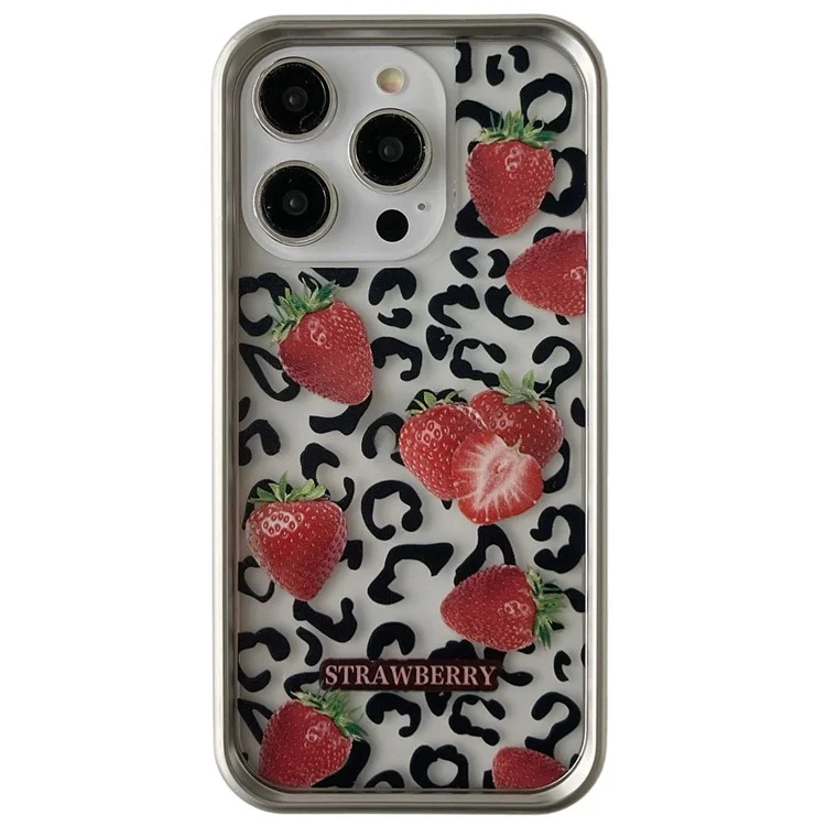 Für iPhone 15 Pro Case Electroplating TPU Phone Protective Cover Fruit Pattern Design - Style A