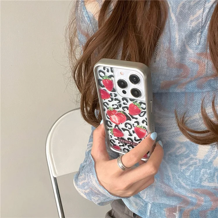 Für iPhone 15 Pro Case Electroplating TPU Phone Protective Cover Fruit Pattern Design - Style A