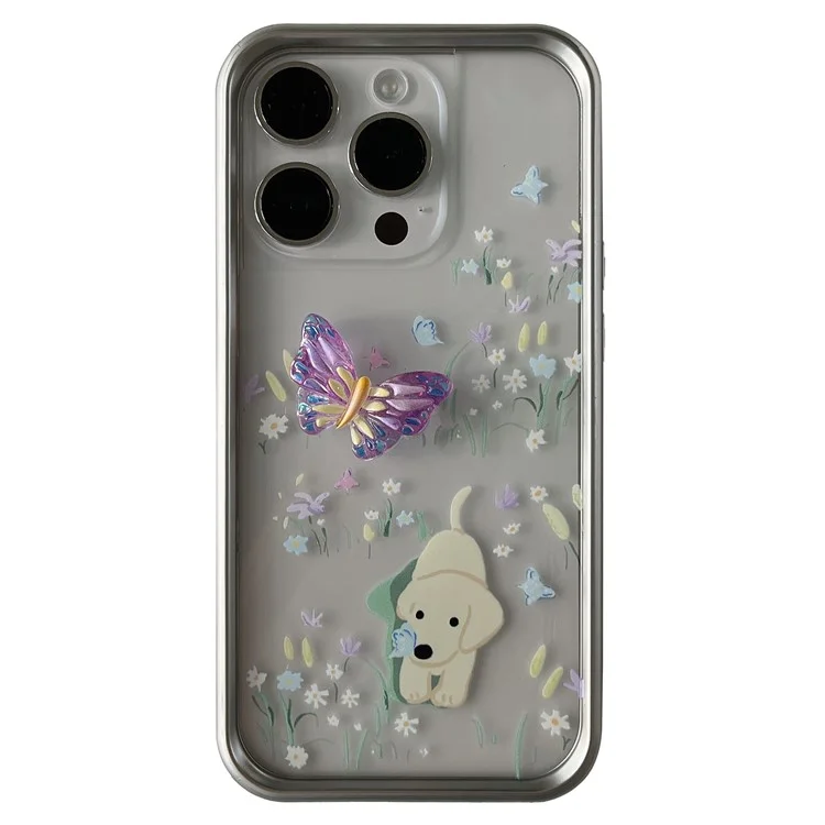 TPU-Handyhülle für iPhone 13 Pro Musterstil Elektrogalvanisierung Handyhüllen - Schmetterling+Hund