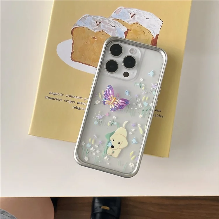 TPU-Handyhülle für iPhone 13 Pro Musterstil Elektrogalvanisierung Handyhüllen - Schmetterling+Hund