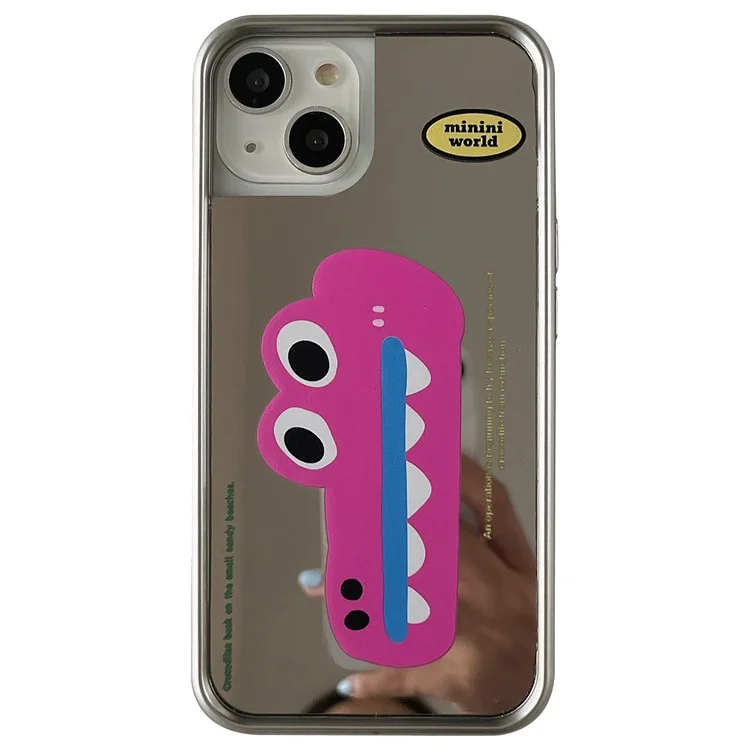 Funda de TPU para iPhone 15 con patrón de cocodrilo y chapado - Rosa