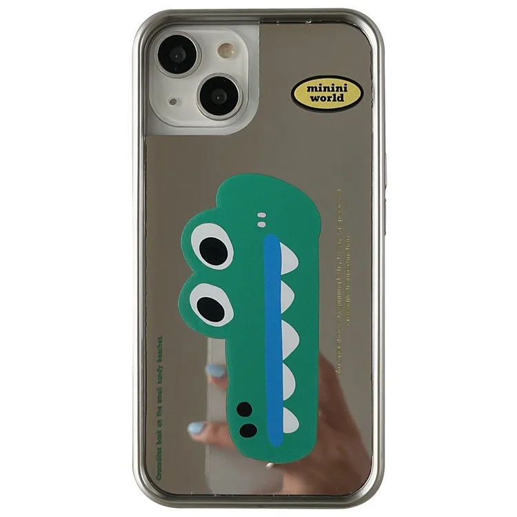 Für iPhone 13 Case Krokodilfellmuster Weiche TPU-Telefonabdeckung mit Elektroplattierungsrahmen - Grün