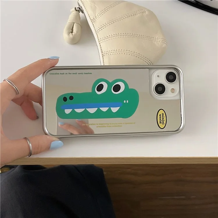 Für iPhone 13 Case Krokodilfellmuster Weiche TPU-Telefonabdeckung mit Elektroplattierungsrahmen - Grün