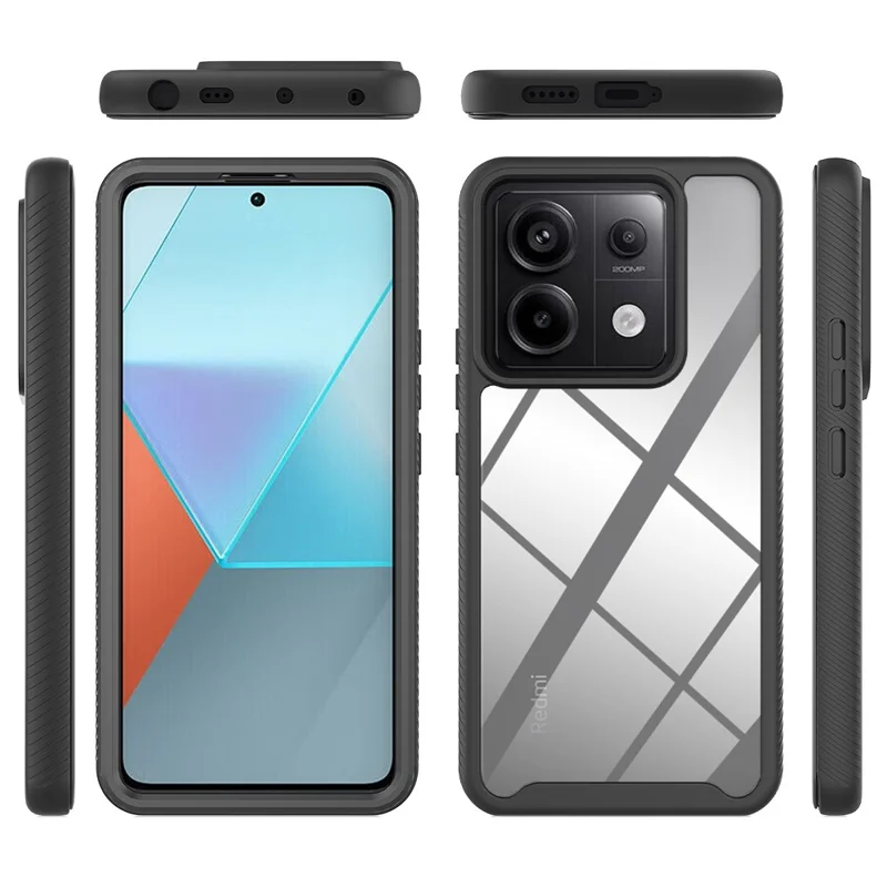 For Xiaomi Redmi Note 13 Pro 5G / Poco X6 5G Case with PET Screen Film PC+TPU Full Cover Phone Shell - Red