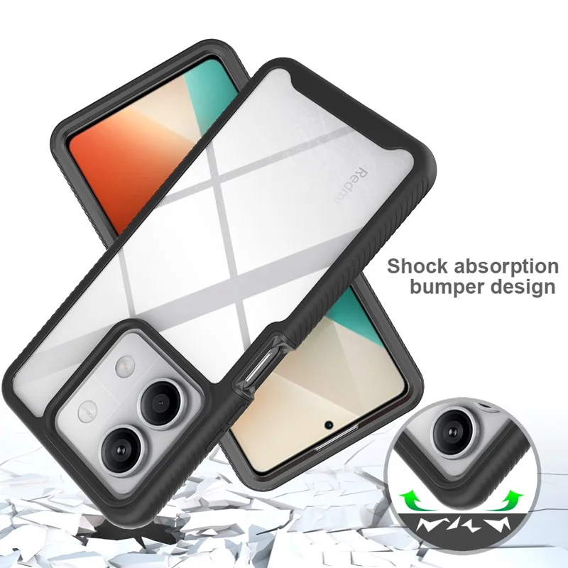 Per Xiaomi Redmi Note 13 5G Cover Custodia PC+TPU Cover Telefono con Pellicola Protettiva PET - Nero