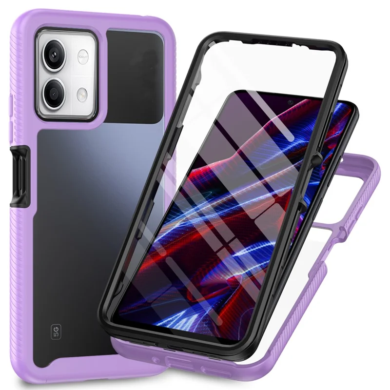 For Xiaomi Redmi Note 13 5G Case PC+TPU Phone Cover with PET Screen Protector - Purple