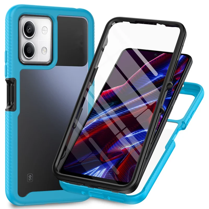Para Xiaomi Redmi Note 13 5G Capa PC+TPU Capa de Telefone com Protetor de Tela de PET - Azul Bebê