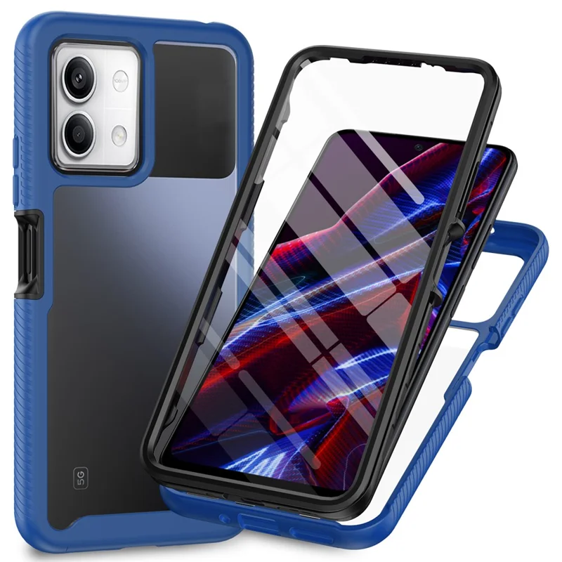 Für Xiaomi Redmi Note 13 5G Hülle PC+TPU Handyhülle mit PET-Displayschutzfolie - Dunkelblau
