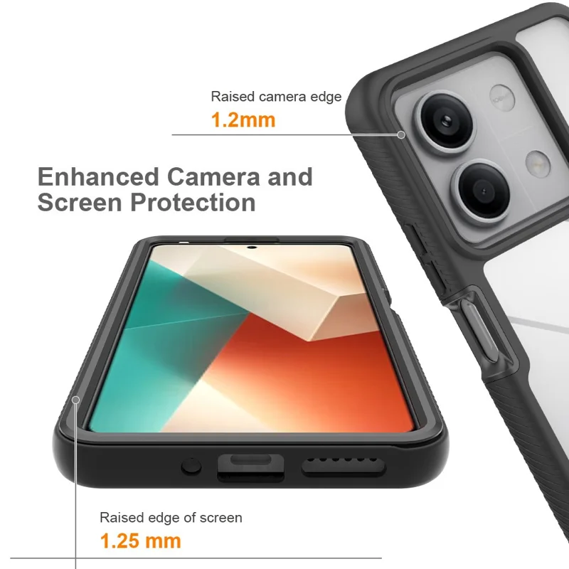 Til Xiaomi Redmi Note 13 5G Case PC+TPU Telefonbeskyttelse med PET-skærmbeskytter - Rød