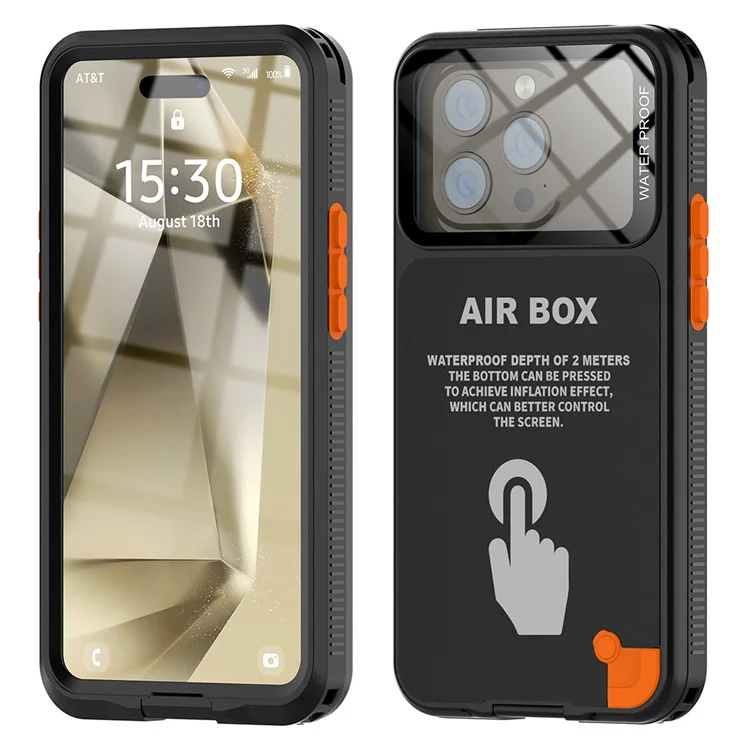 SHELLBOX Air Box Series For iPhone 15 Pro Waterproof Cover PC+TPU+PET Phone Case - Black