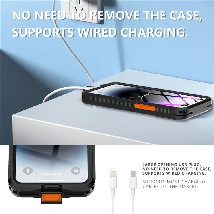 SHELLBOX Air Box Series For iPhone 15 Pro Waterproof Cover PC+TPU+PET Phone Case - Black