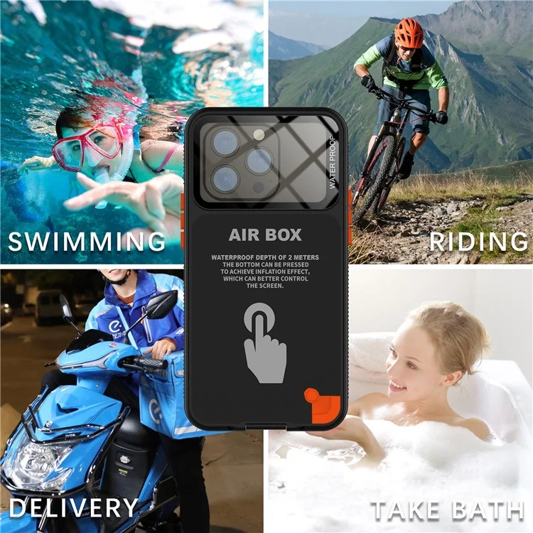 SHELLBOX Air Box Series For iPhone 15 Pro Waterproof Cover PC+TPU+PET Phone Case - Black