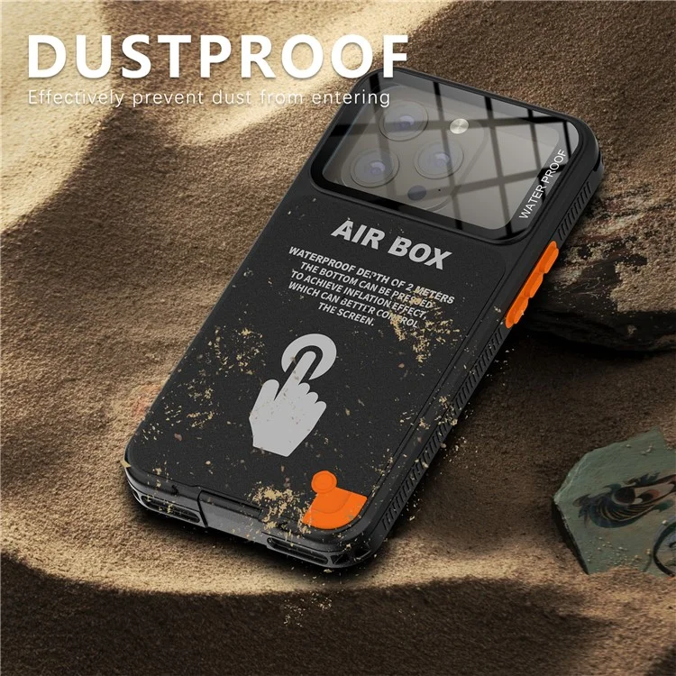 SHELLBOX Air Box Series For iPhone 15 Pro Waterproof Cover PC+TPU+PET Phone Case - Black