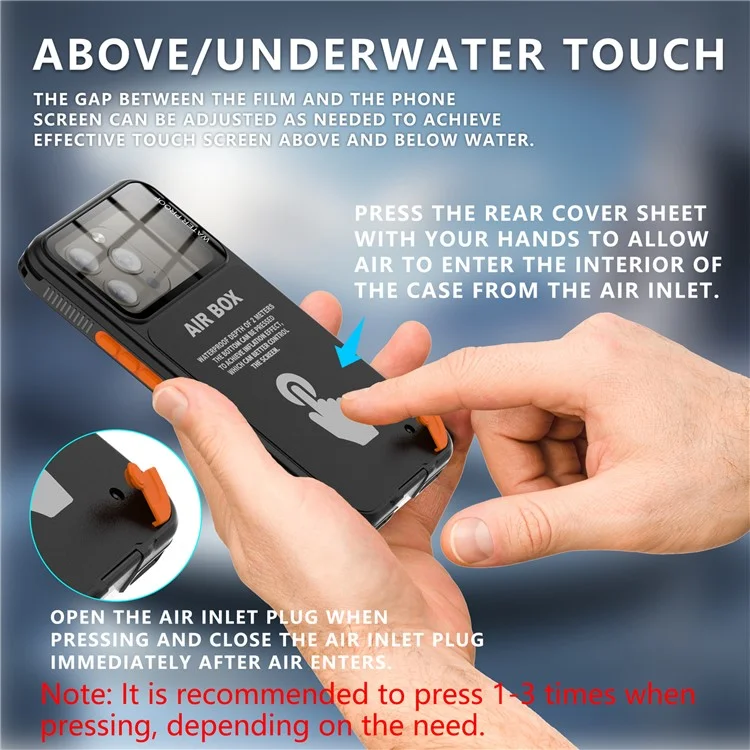 SHELLBOX Air Box Series For iPhone 15 Pro Waterproof Cover PC+TPU+PET Phone Case - Black