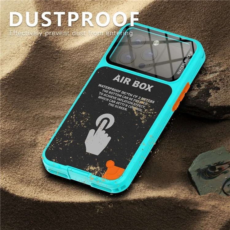 SHELLBOX Air Box Series For iPhone 15 Pro Waterproof Cover PC+TPU+PET Phone Case - Blue