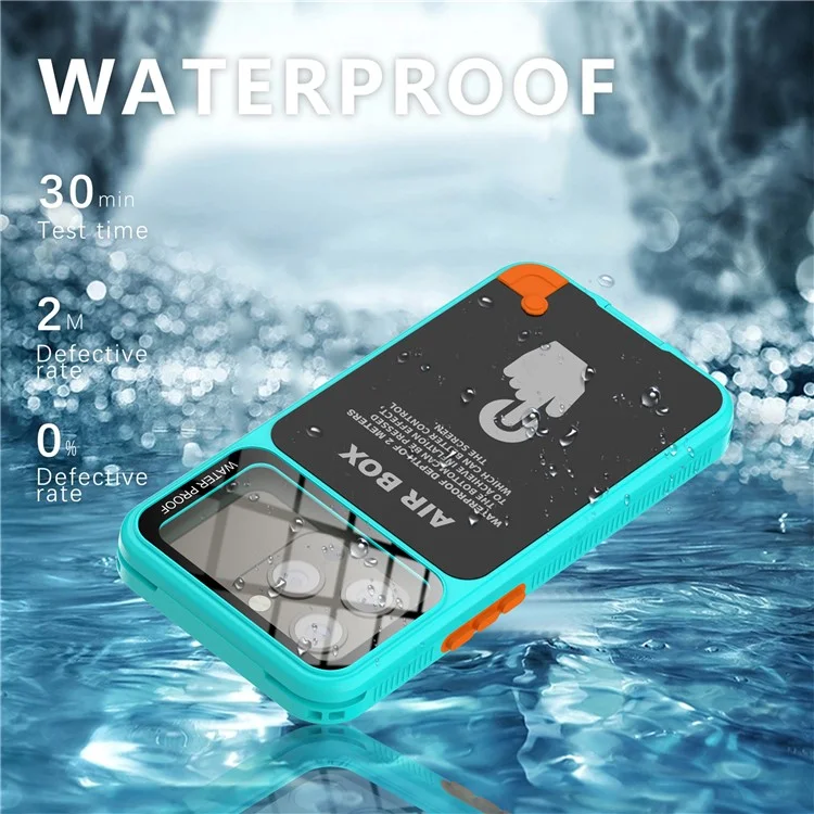 SHELLBOX Air Box Series For iPhone 15 Pro Waterproof Cover PC+TPU+PET Phone Case - Blue