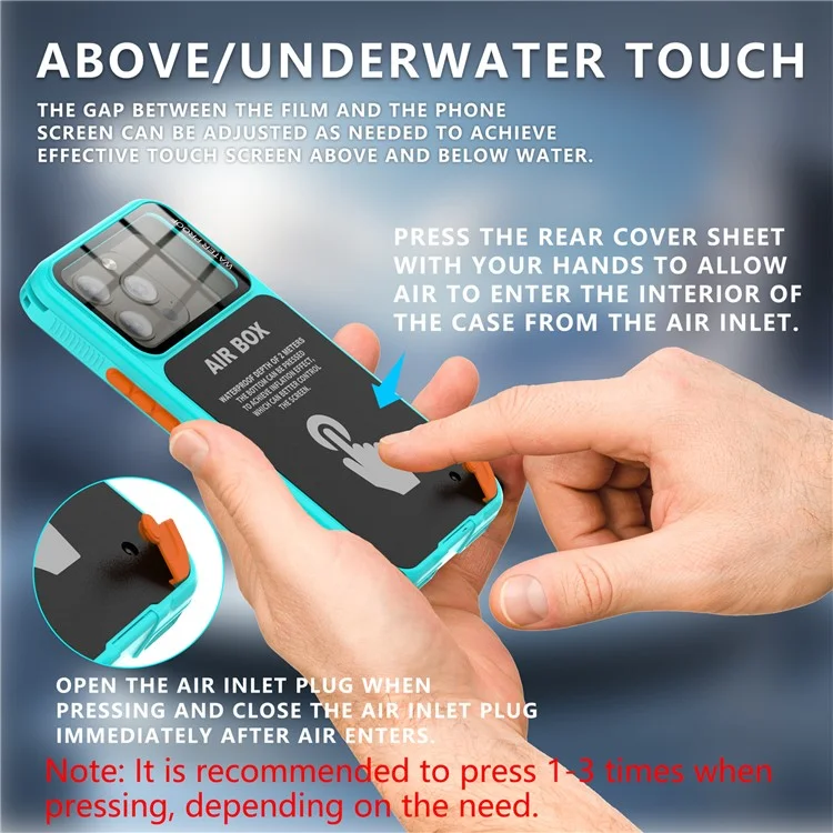 SHELLBOX Air Box Series For iPhone 15 Pro Waterproof Cover PC+TPU+PET Phone Case - Blue