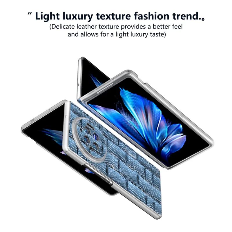 Für vivo X Fold3 Case Mahjong Textur Echtes Rindsleder + PC matte Kante Handyhülle - Blau