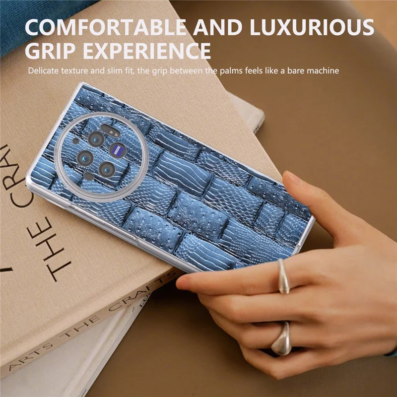 Für vivo X Fold3 Case Mahjong Textur Echtes Rindsleder + PC matte Kante Handyhülle - Blau