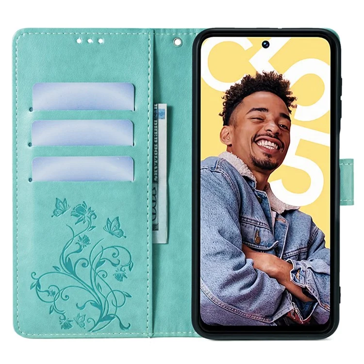 Per Realme C55 Wholesale Phone Shell Butterfly Flower Stand Cover Leather Phone Case - Verde