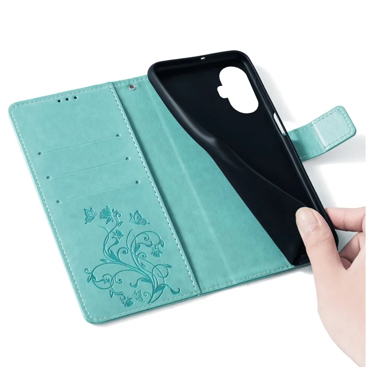 Per Realme C55 Wholesale Phone Shell Butterfly Flower Stand Cover Leather Phone Case - Verde