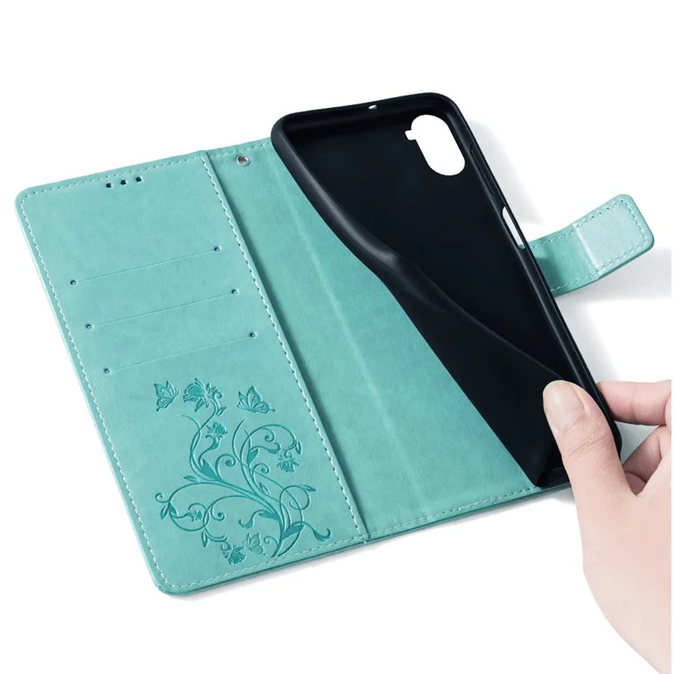 For Oppo Reno11 5G (Global) Mobile Phone Case Wholesale Butterfly Flower Folding Stand Leather Cover - Green