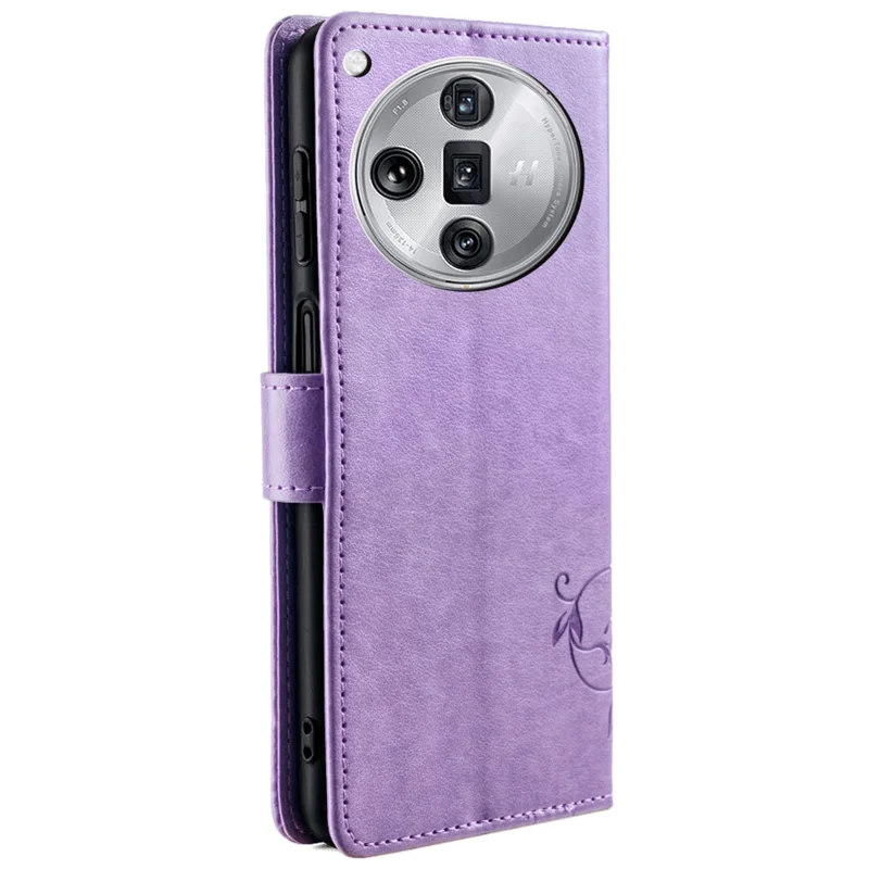 For Oppo Find X7 Ultra Case Butterfly Flower Pattern Phone Leather Cover with Wallet Stand - Purple