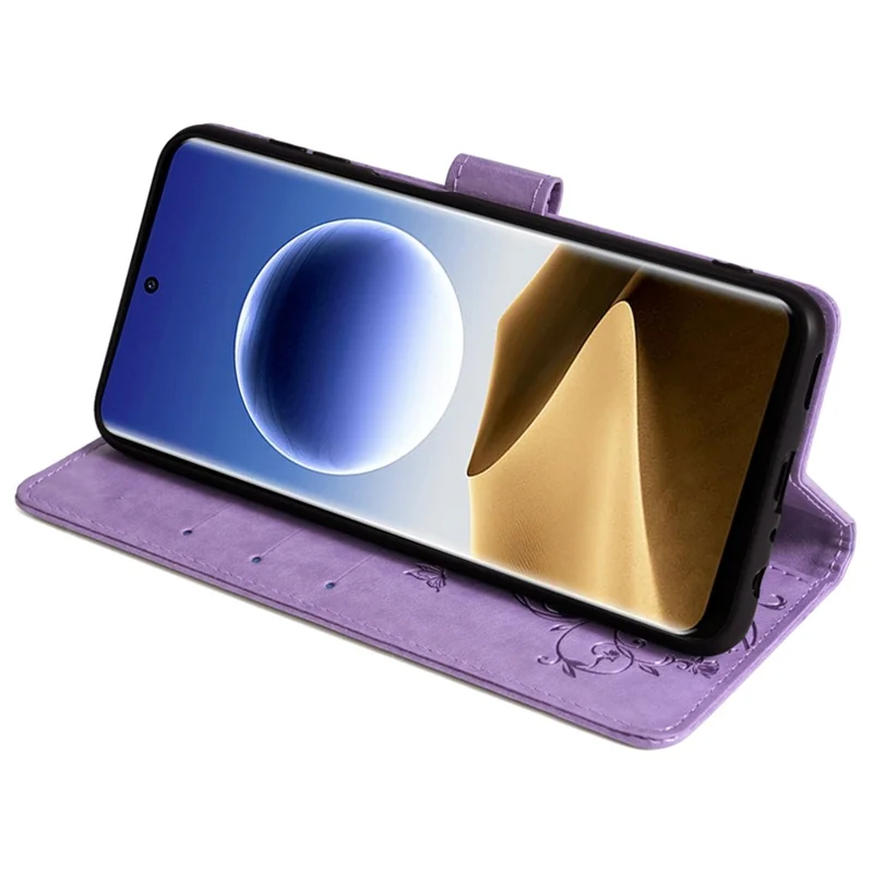 For Oppo Find X7 Ultra Case Butterfly Flower Pattern Phone Leather Cover with Wallet Stand - Purple