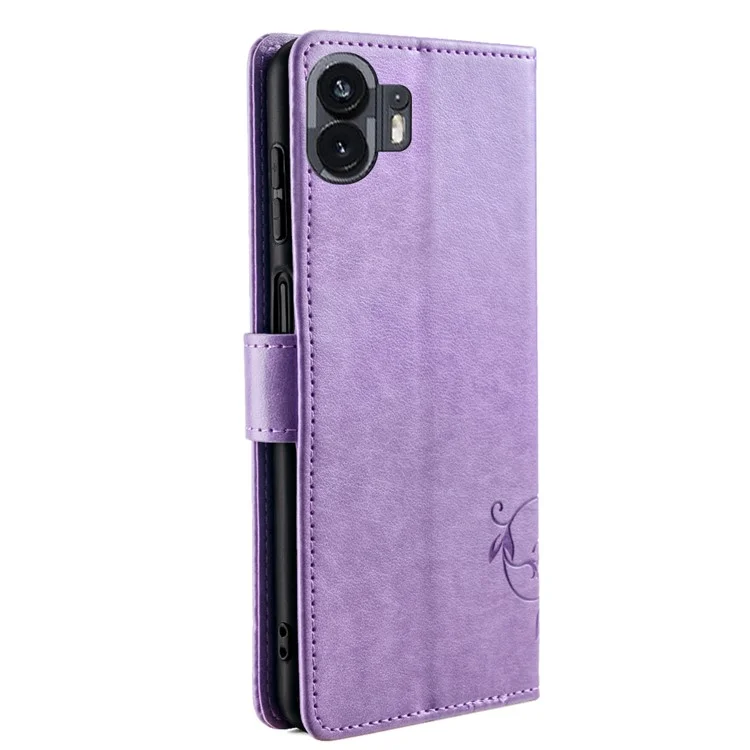 For Nothing Phone (2) Wholesale Case Butterfly Flower Stand Leather Phone Cover - Purple