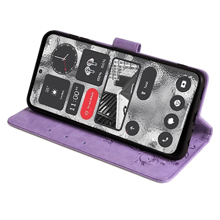 For Nothing Phone (2) Wholesale Case Butterfly Flower Stand Leather Phone Cover - Purple