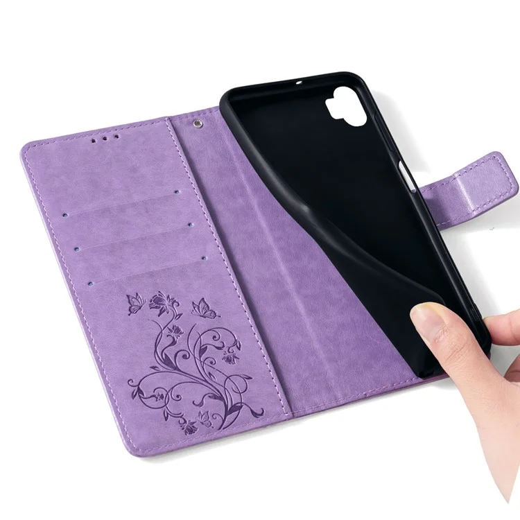 For Nothing Phone (2) Wholesale Case Butterfly Flower Stand Leather Phone Cover - Purple