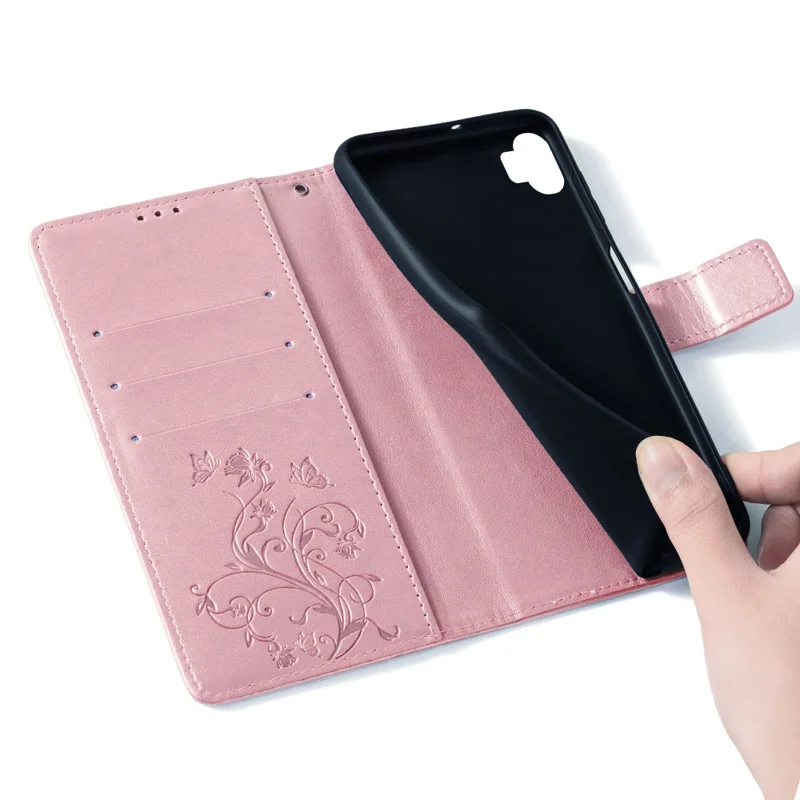 For Nothing Phone (2)   Case Butterfly Flower Stand Leather Phone Cover - Rose Gold