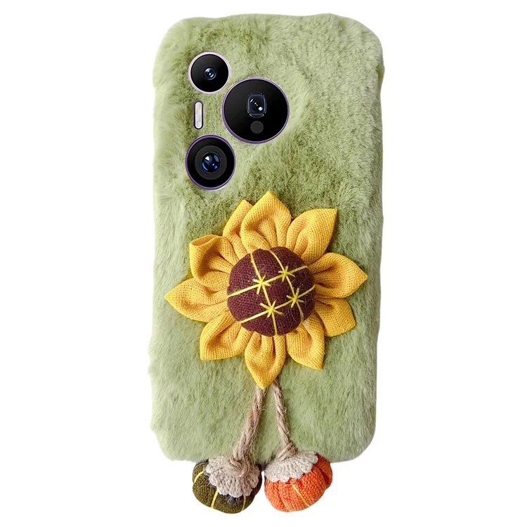 Para Huawei Pura 70 Pro / Pura 70 Pro+ Funda de TPU con decoración de girasoles mullidos - Verde
