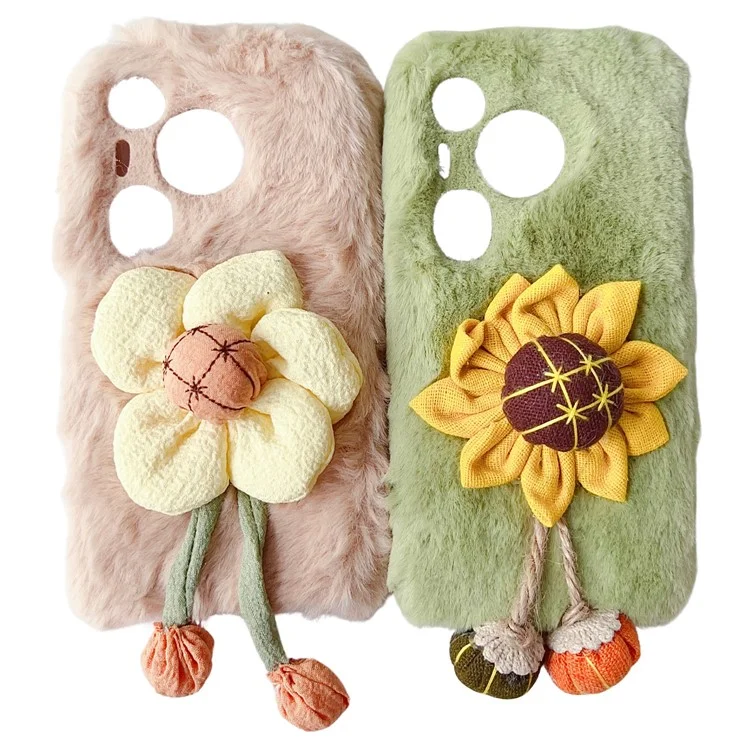 Para Huawei Pura 70 Pro / Pura 70 Pro+ Funda de TPU con decoración de girasoles mullidos - Verde