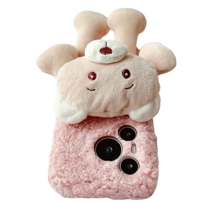 Pour Huawei Pura 70 Case Plush Bear Soft Fluff TPU Protective Phone Cover - Orange