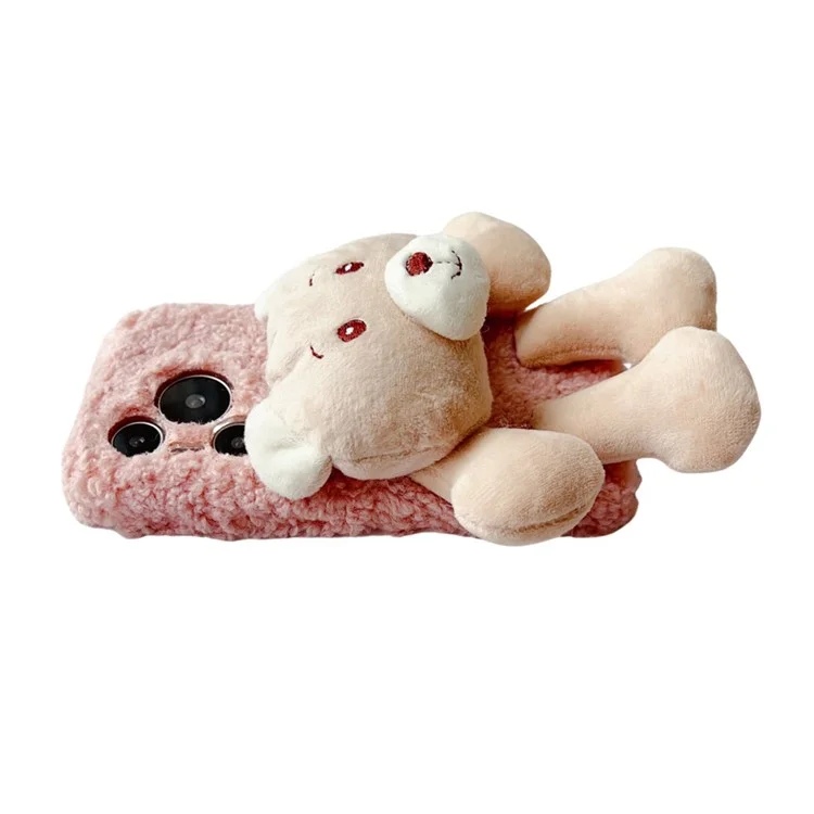 Pour Huawei Pura 70 Case Plush Bear Soft Fluff TPU Protective Phone Cover - Orange