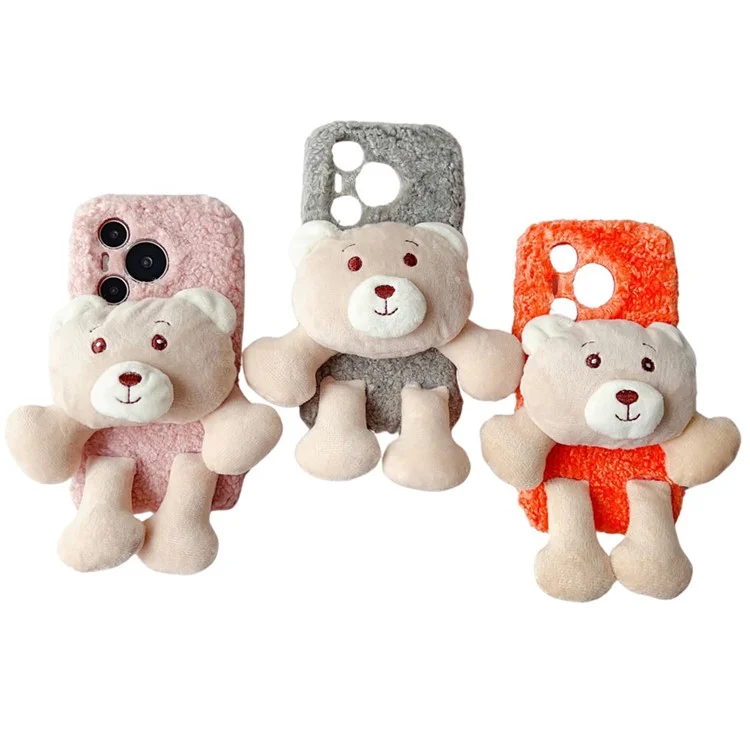 Pour Huawei Pura 70 Case Plush Bear Soft Fluff TPU Protective Phone Cover - Orange