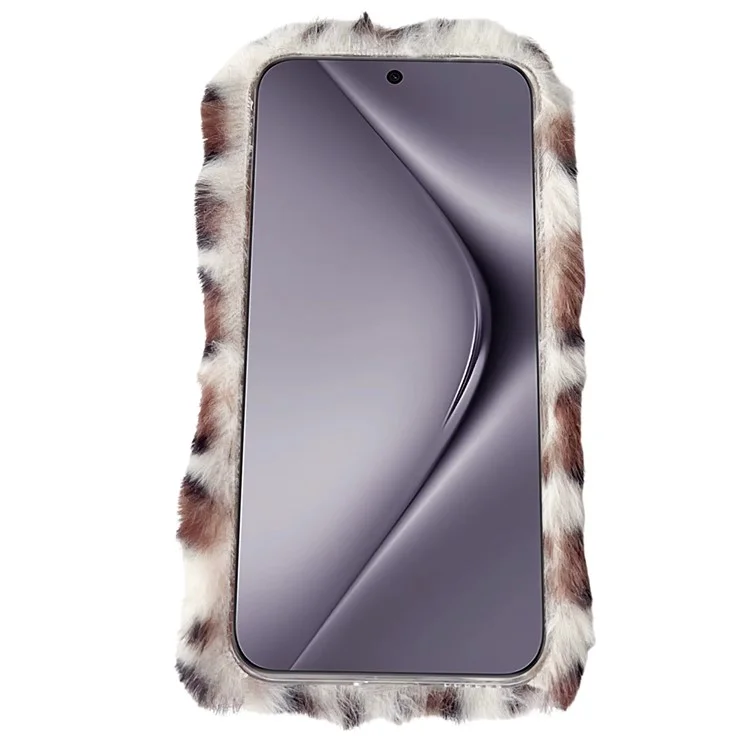 Pour Huawei Pura 70 Coque Imprimé Léopard Peluche TPU Housse de Téléphone - Rose