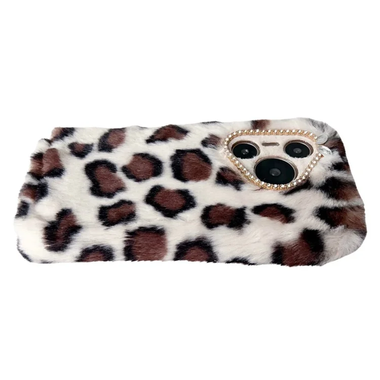 Pour Huawei Pura 70 Coque Imprimé Léopard Peluche TPU Housse de Téléphone - Rose