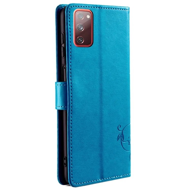 Para Samsung Galaxy S20 FE / S20 FE 5G / S20 FE 2022 / S20 Lite Funda Flor de Mariposa Cuero PU Funda de Teléfono Compras en Línea Al por Mayor - Azul