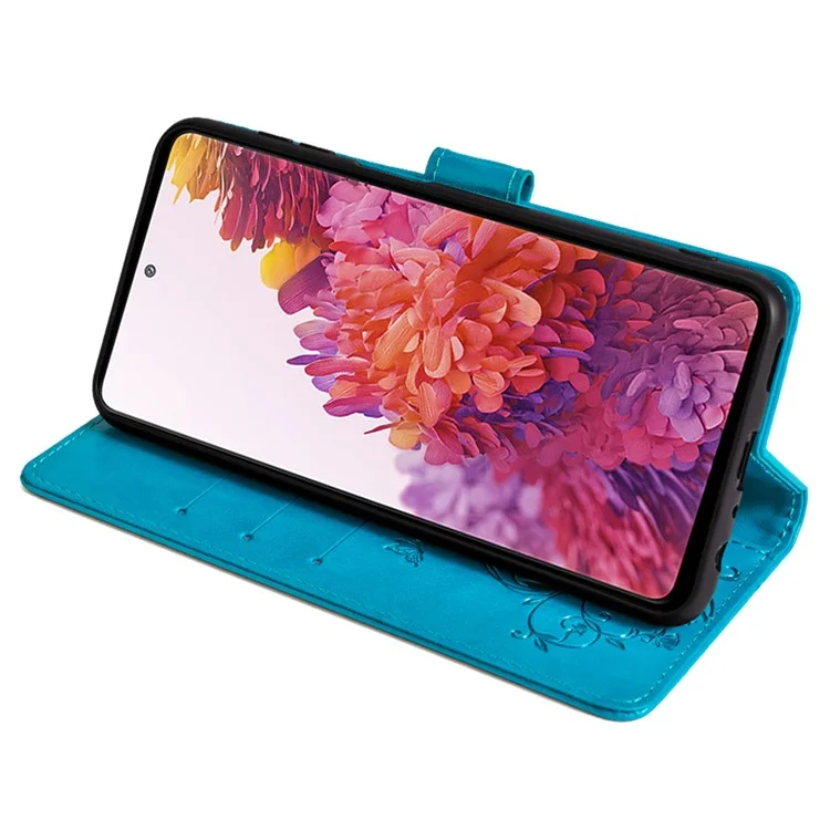 Para Samsung Galaxy S20 FE / S20 FE 5G / S20 FE 2022 / S20 Lite Funda Flor de Mariposa Cuero PU Funda de Teléfono Compras en Línea Al por Mayor - Azul