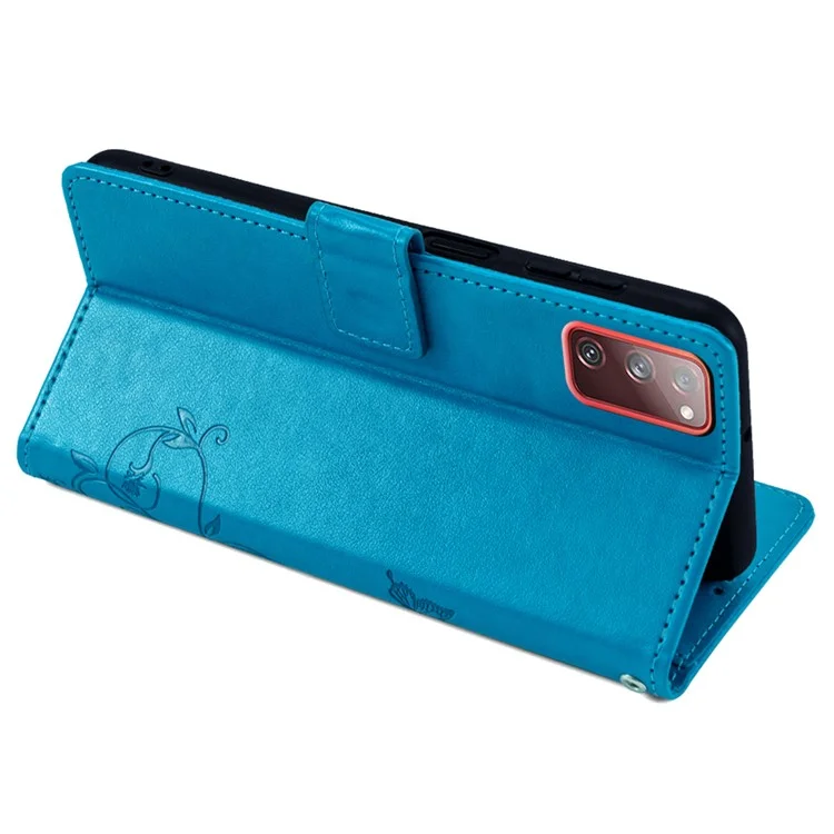 Para Samsung Galaxy S20 FE / S20 FE 5G / S20 FE 2022 / S20 Lite Funda Flor de Mariposa Cuero PU Funda de Teléfono Compras en Línea Al por Mayor - Azul