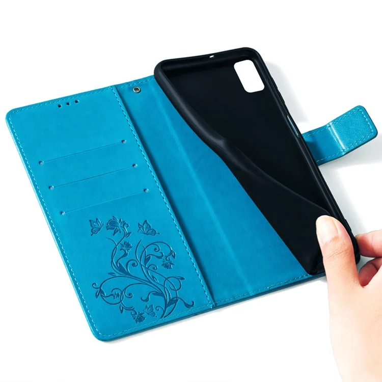 Para Samsung Galaxy S20 FE / S20 FE 5G / S20 FE 2022 / S20 Lite Funda Flor de Mariposa Cuero PU Funda de Teléfono Compras en Línea Al por Mayor - Azul