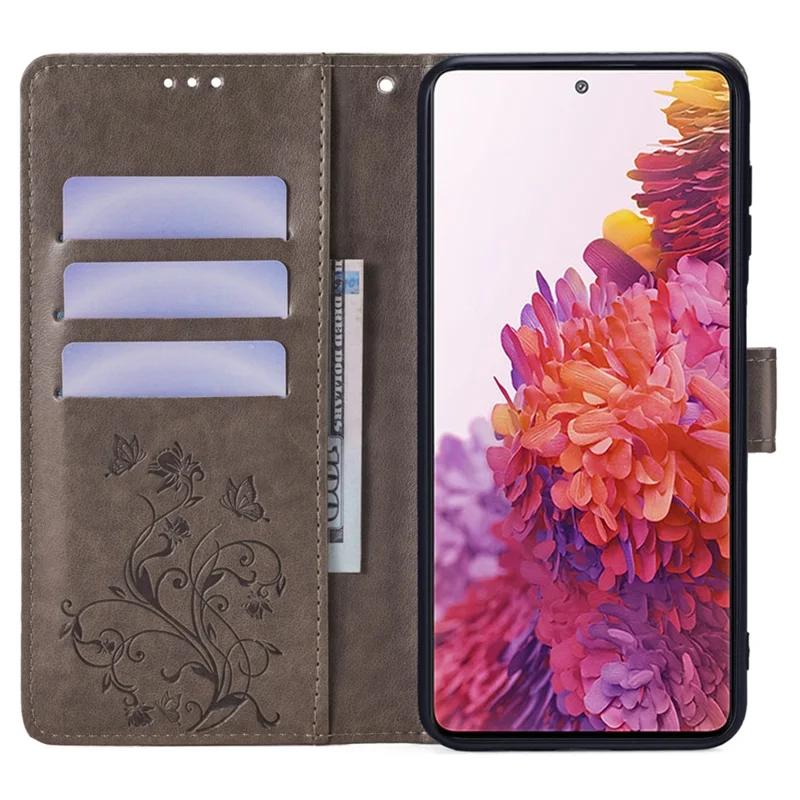 Para Samsung Galaxy S20 FE / S20 FE 5G / S20 FE 2022 / S20 Lite Case Butterfly Flower PU Leather Phone Cover Online Shopping Wholesale - Cinza