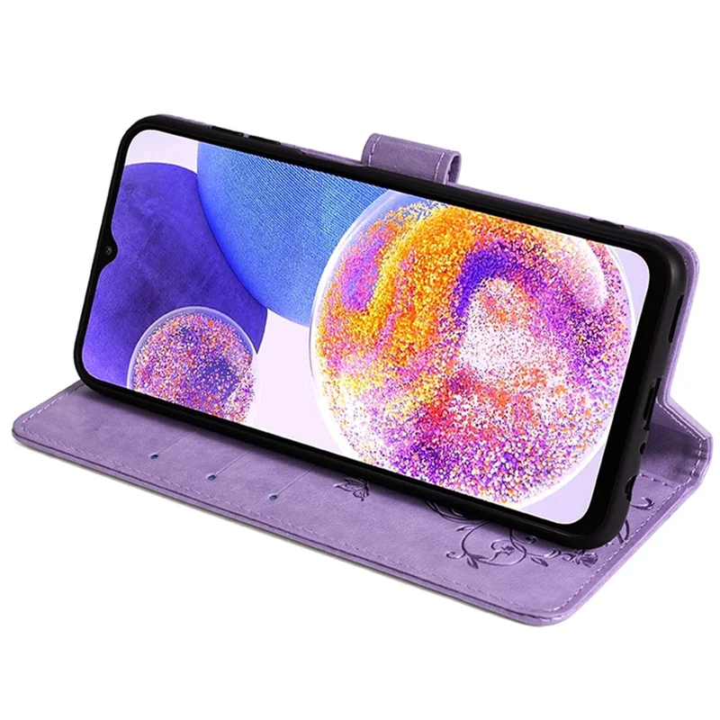 For Samsung Galaxy A23 4G / A23 5G (Global Version) Butterfly Flower Case PU Leather Phone Cover - Purple