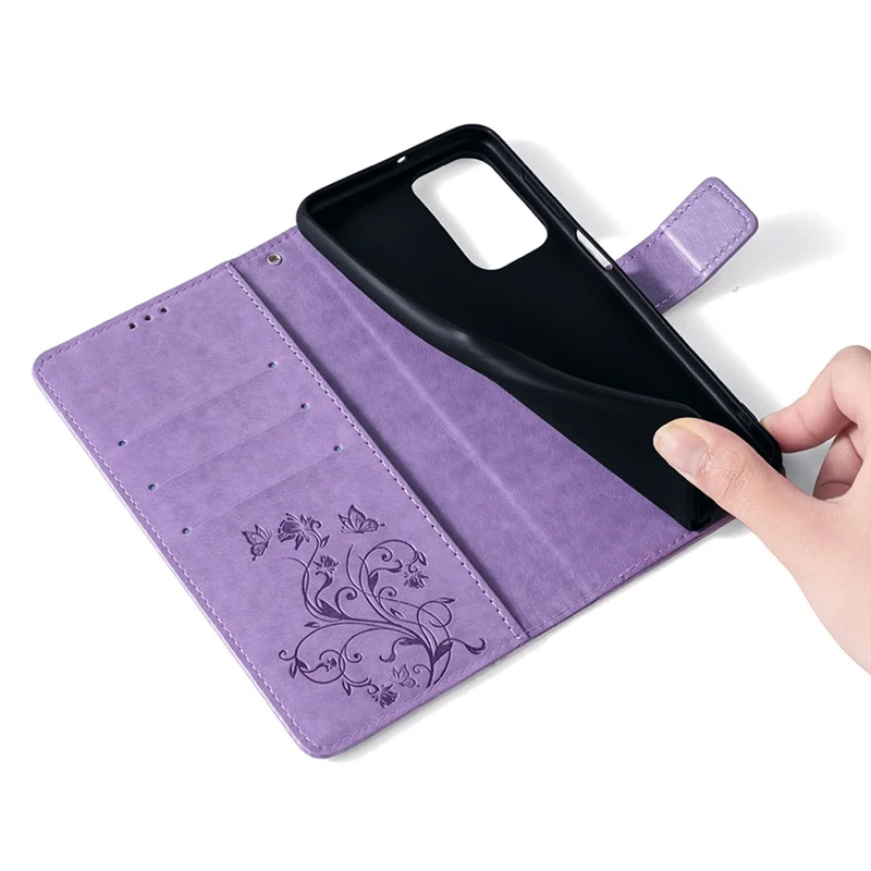For Samsung Galaxy A23 4G / A23 5G (Global Version) Butterfly Flower Case PU Leather Phone Cover - Purple
