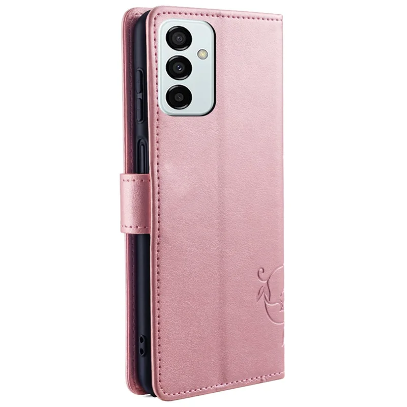 Pour Samsung Galaxy M23 5G / F23 5G Étui Papillon Fleur PU Cuir Support Housse Téléphone - Rose Gold