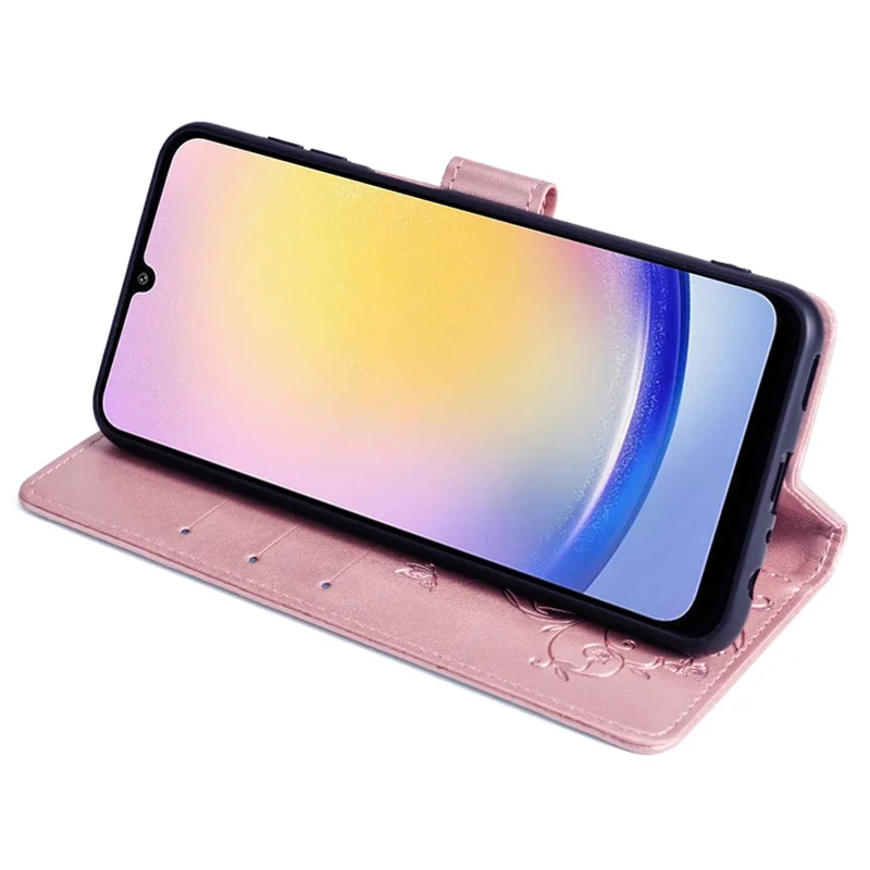 Pour Samsung Galaxy M23 5G / F23 5G Étui Papillon Fleur PU Cuir Support Housse Téléphone - Rose Gold