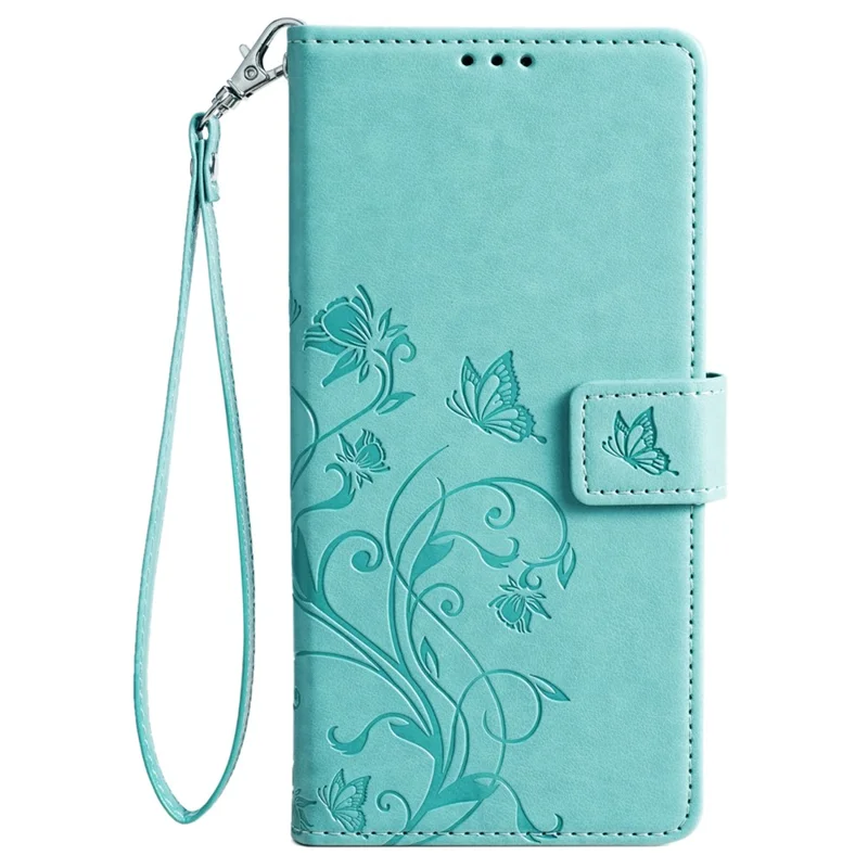 For Huawei Mate 60 Case Butterfly Flower PU Leather Stand Magnetic Protective Phone Cover with Strap - Green